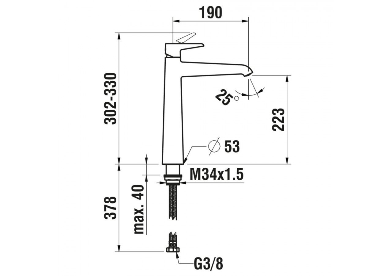 Mitigeur de lavabo rehaussé cartouche Eco+ Pure - HF901714100000 - Laufen