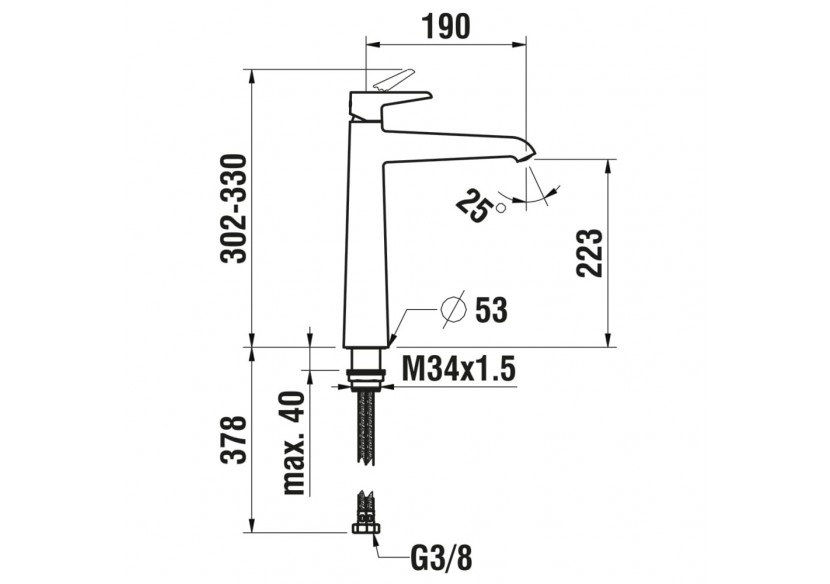 Mitigeur de lavabo rehaussé cartouche Eco+ Pure - HF901714100000 - Laufen