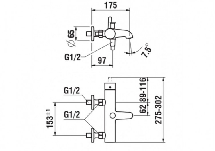 Mitigeur bain mural inverseur flexible et douchette Pure - HF901760100600 - Laufen 2