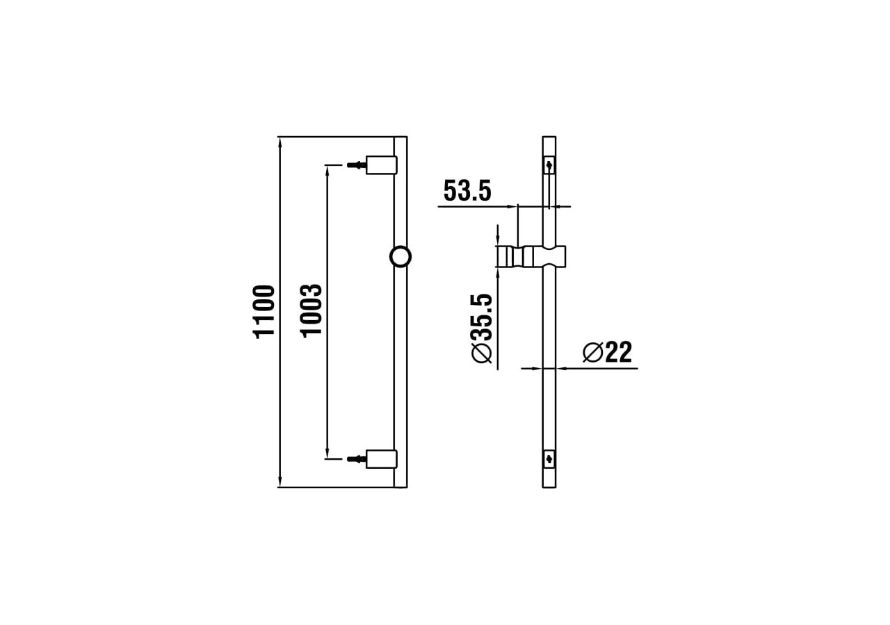 Barre de douche 'TwinGliss' hauteur 1100 mm Twin - HF904794100000 - Laufen