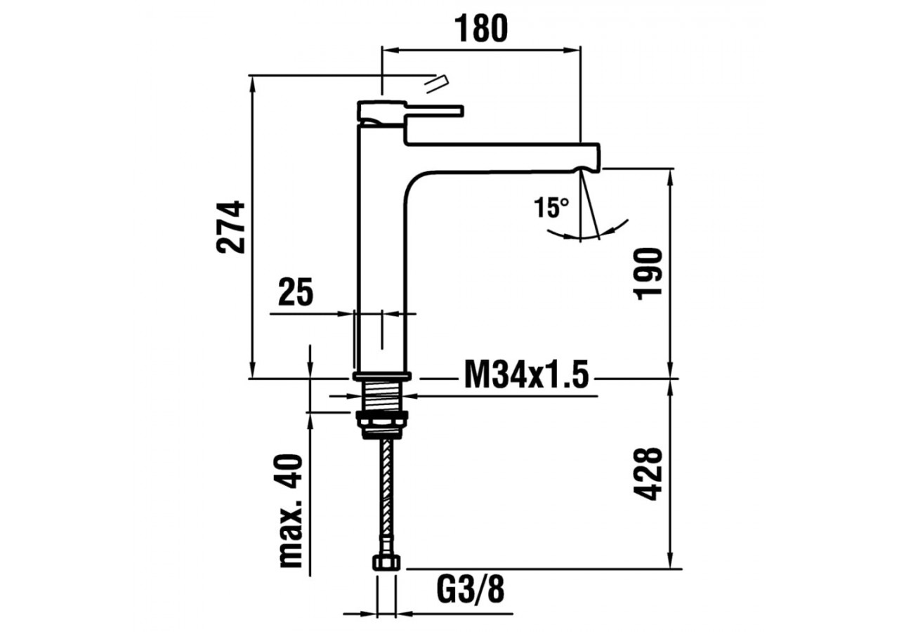 Mitigeur de lavabo rehaussé hauteur bec fixe Twin - HF905414100000 - Laufen