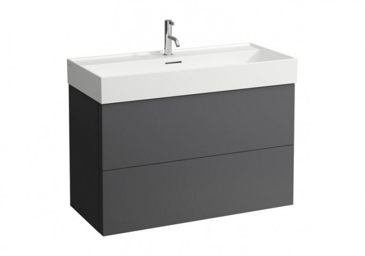 Meuble sous lavabo 2 tiroirs Kartell Gris ardoise 985 x 450 x 600 mm - H4076320336421 - Laufen