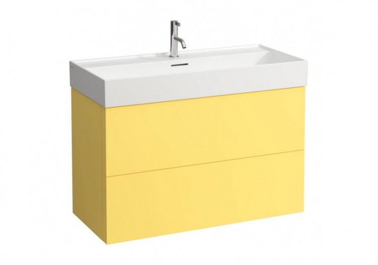 Meuble sous lavabo 2 tiroirs Kartell Jaune moutarde 985 x 450 x 600 mm - H4076320336441 - Laufen