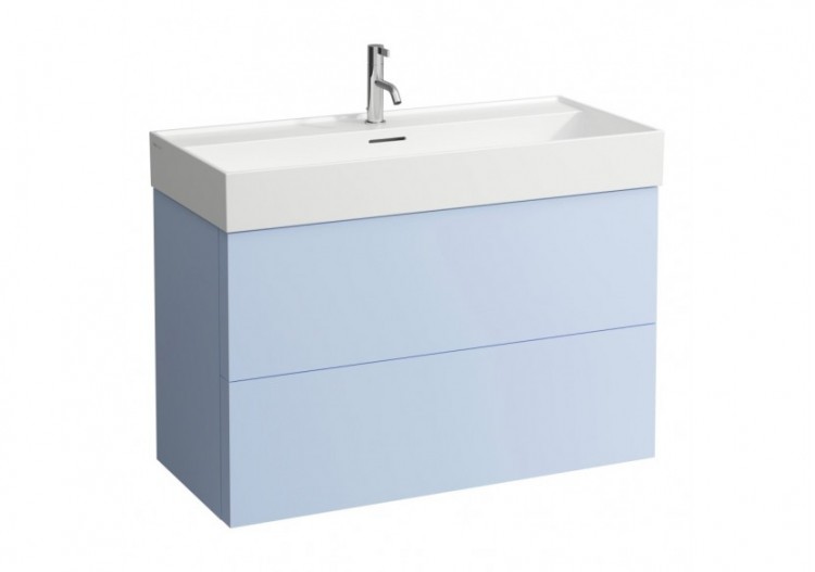 Meuble sous lavabo 2 tiroirs Kartell Gris-bleu 985 x 450 x 600 mm - H4076320336451 - Laufen