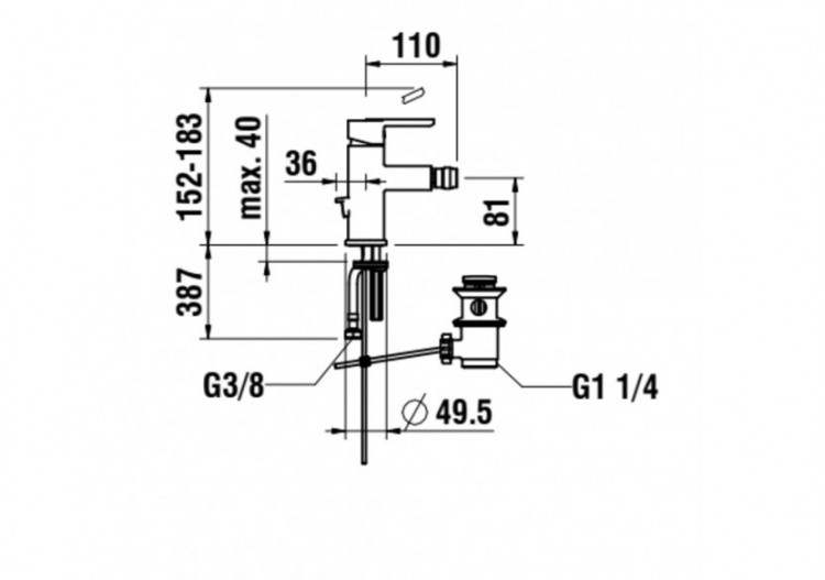 Mitigeur de bidet bec fixe Lua - H3410810041141 - Laufen 2