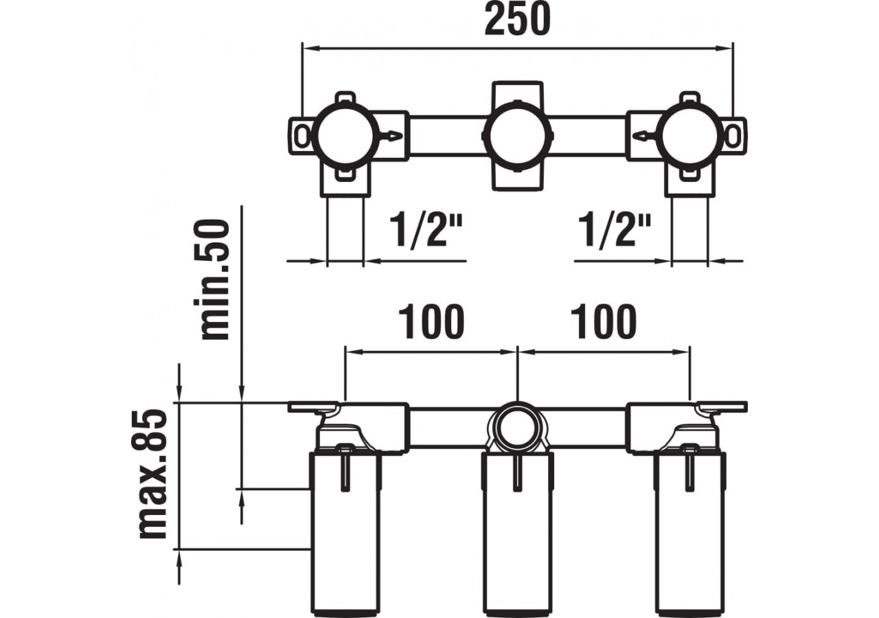 Set de montage brut pour mitigeur de lavabo Divers - HF102080000000 - Laufen