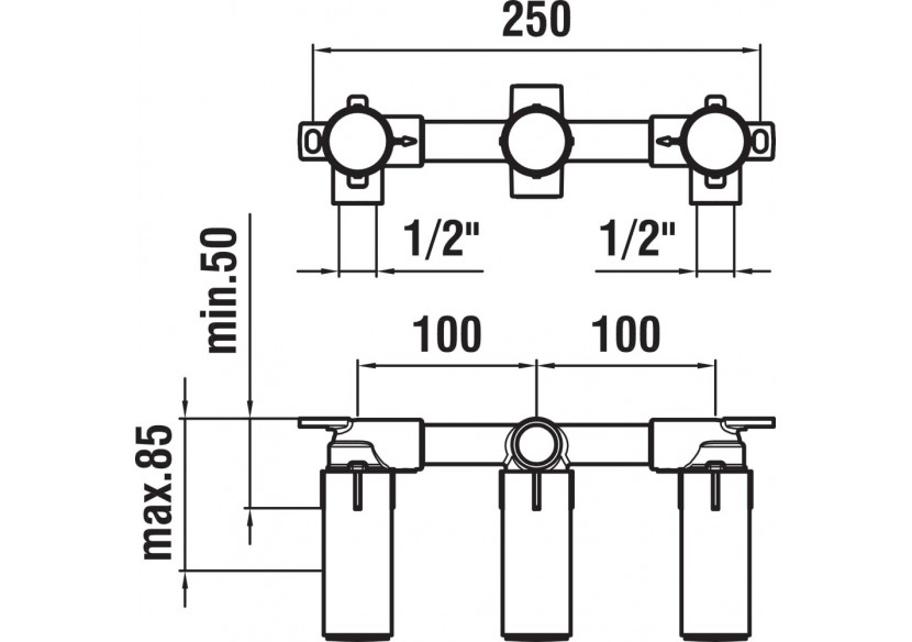 Set de montage brut pour mitigeur de lavabo Divers - HF102080000000 - Laufen