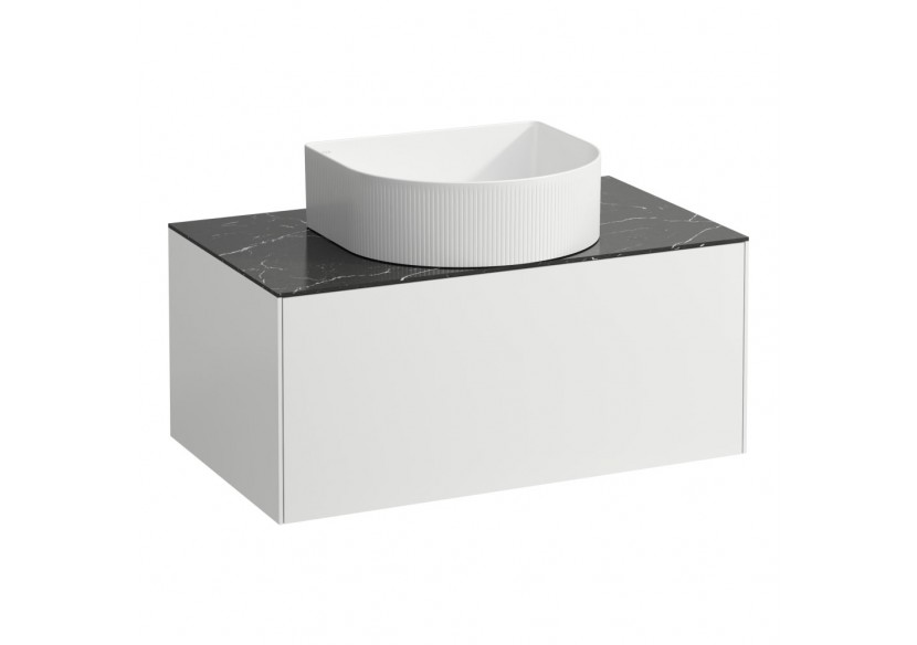 Meuble sous lavabo Sonar Blanc mat, plan noir Marquina 775 x 455 x 340 mm - H4054110341431 - Laufen