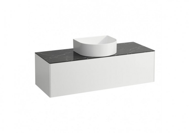 Meuble sous lavabo Sonar Blanc mat, plan noir Marquina 1175 x 455 x 340 mm - H4054210341431 - Laufen