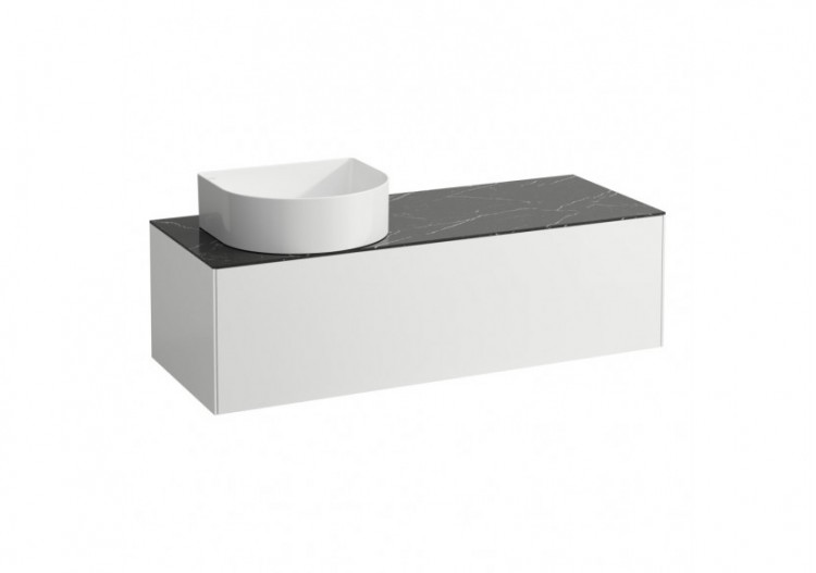 Meuble sous lavabo 1 tiroir Sonar Blanc mat, plan noir Marquina 1175 x 455 x 340 mm - H4054220341431 - Laufen