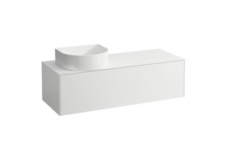 Meuble sous lavabo 1 tiroir découpe à gauche Sonar Blanc mat 1175 x 455 x 340 mm - H4054220341701 - Laufen