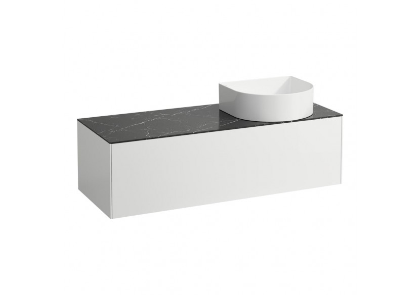Meuble sous lavabo 1 tiroir Sonar Blanc mat, plan noir Marquina 1175 x 455 x 340 mm - H4054230341431 - Laufen