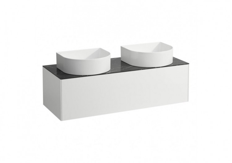 Meuble sous lavabo 1 tiroir Sonar Blanc mat, plan noir Marquina 1175 x 455 x 340 mm - H4054240341431 - Laufen