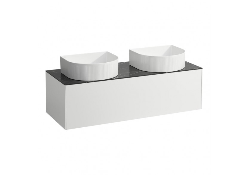 Meuble sous lavabo 1 tiroir Sonar Blanc mat, plan noir Marquina 1175 x 455 x 340 mm - H4054240341431 - Laufen