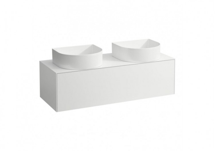 Meuble sous lavabo 1 tiroir découpe à gauche et à droite Sonar Blanc mat 1175 x 455 x 340 mm - H4054240341701 - Laufen