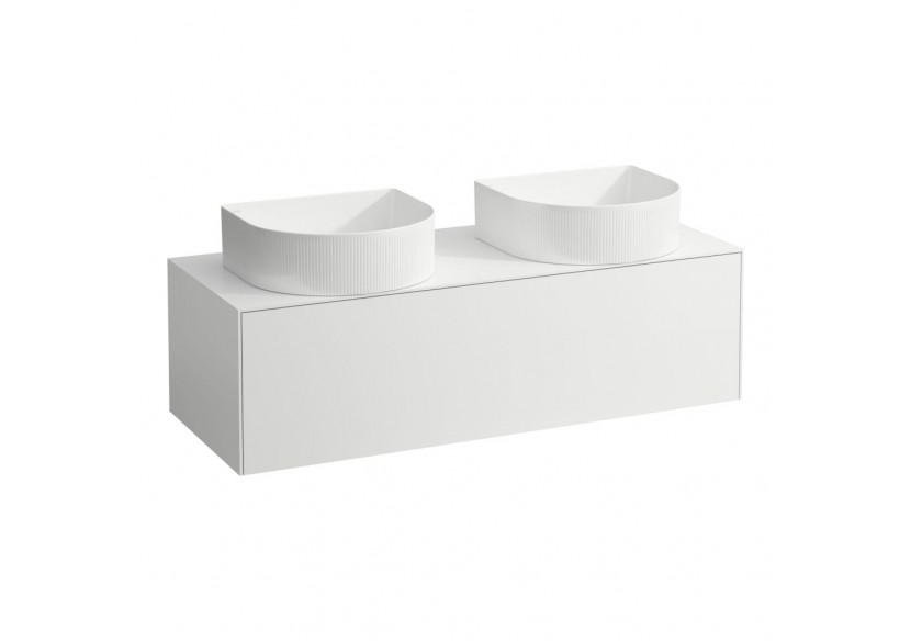 Meuble sous lavabo 1 tiroir découpe à gauche et à droite Sonar Blanc mat 1175 x 455 x 340 mm - H4054240341701 - Laufen