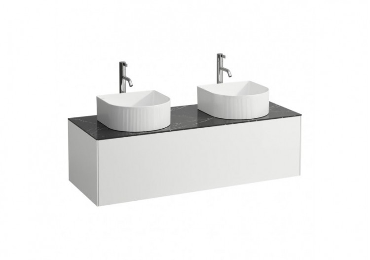 Meuble sous lavabo 1 tiroir Sonar Blanc mat, plan noir Marquina 1175 x 455 x 340 mm - H4054280341431 - Laufen