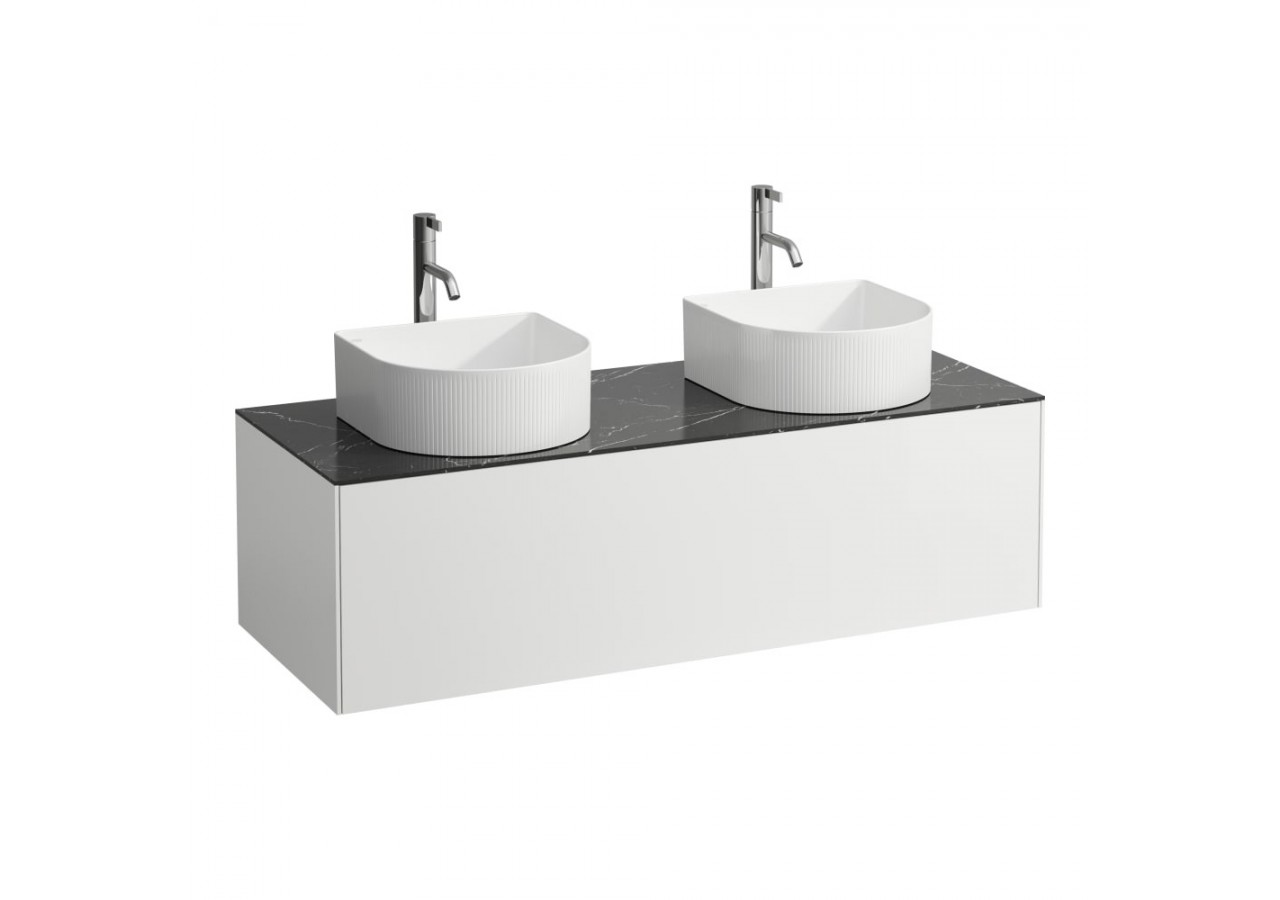 Meuble sous lavabo 1 tiroir Sonar Blanc mat, plan noir Marquina 1175 x 455 x 340 mm - H4054280341431 - Laufen