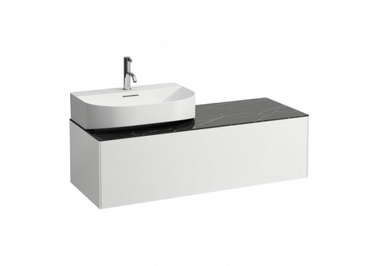 Meuble sous lavabo 1 tiroir Sonar Blanc mat, plan noir Marquina 1175 x 455 x 340 mm - H4054520341431 - Laufen