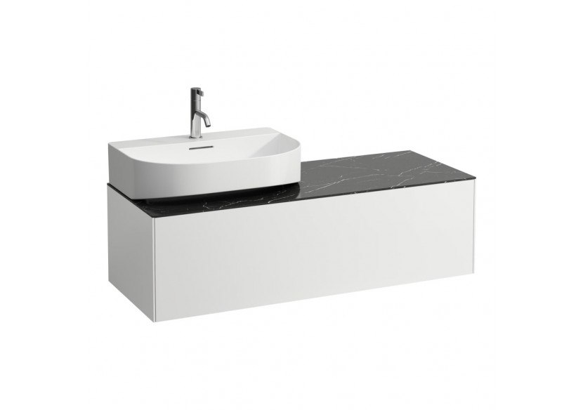 Meuble sous lavabo 1 tiroir Sonar Blanc mat, plan noir Marquina 1175 x 455 x 340 mm - H4054520341431 - Laufen