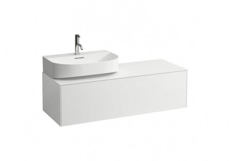 Meuble sous lavabo 1 tiroir découpe à gauche Sonar Blanc mat 1175 x 455 x 340 mm - H4054520341701 - Laufen