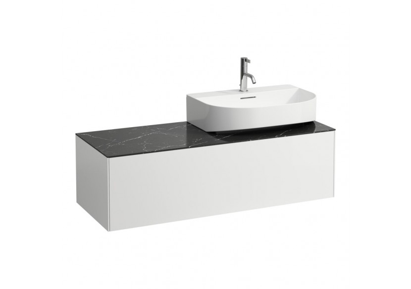 Meuble sous lavabo 1 tiroir Sonar Blanc mat, plan noir Marquina 1175 x 455 x 340 mm - H4054530341431 - Laufen