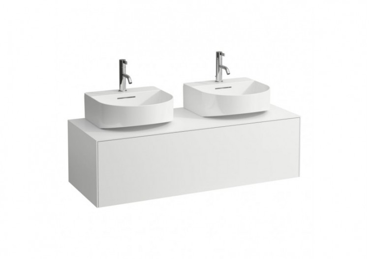 Meuble sous lavabo 1 tiroir découpe à gauche et à droite Sonar Blanc mat 1175 x 455 x 340 mm - H4054540341701 - Laufen