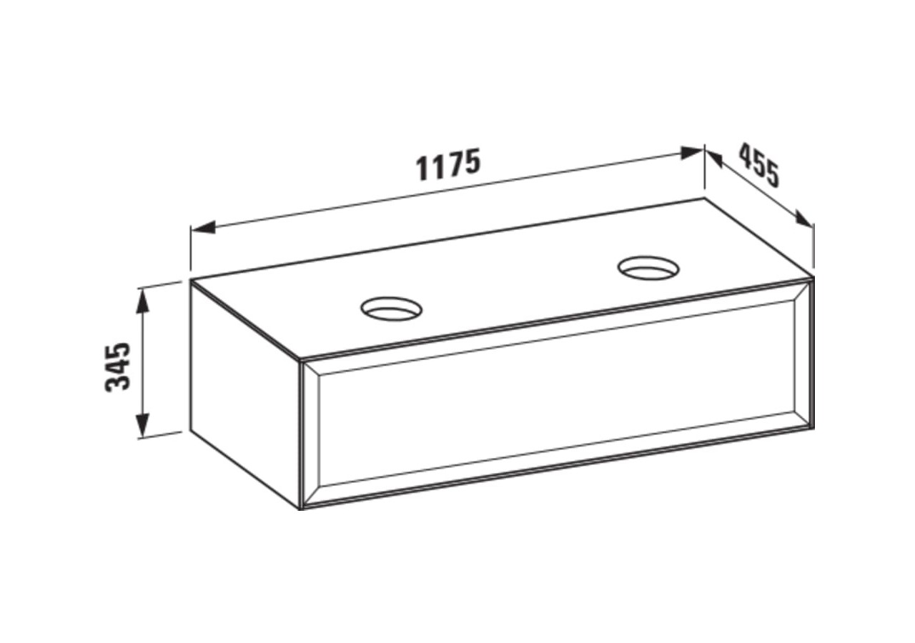 Meuble 1 tiroir New Classic Chêne noirci 1175 x 455 x 345 mm - H4060800856281 - Laufen