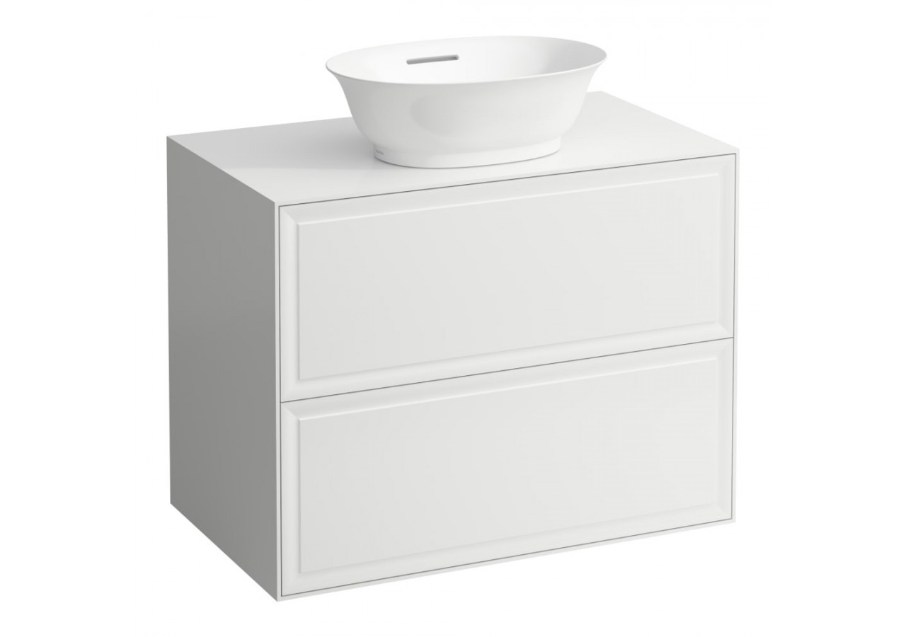 Meuble 800 2 tiroirs découpe centrale New Classic Blanc mat 775 x 455 x 600 mm - H4060120851701 - Laufen