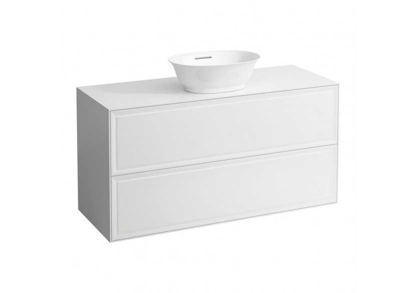 Meuble 1200 2 tiroirs découpe centrale New Classic Blanc mat 1175 x 455 x 600 mm - H4060220851701 - Laufen