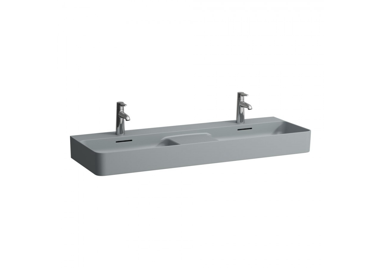 Lavabo double mural ou à poser sur meuble Val Graphite mat 1200 x 420 x 115 mm - H8142827581041 - Laufen