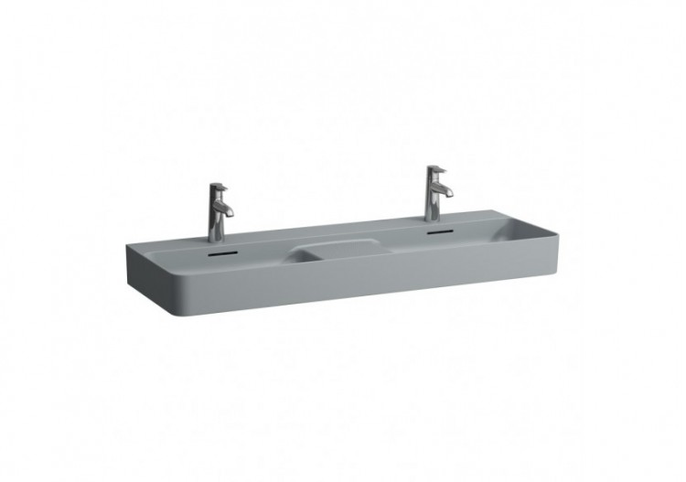Lavabo double mural ou à poser sur meuble Val Graphite mat 1200 x 420 x 155 mm - H8142827581081 - Laufen