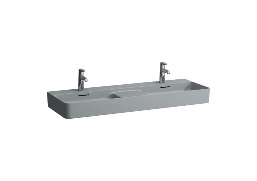 Lavabo double mural ou à poser sur meuble Val Graphite mat 1200 x 420 x 115 mm - H8142827581091 - Laufen