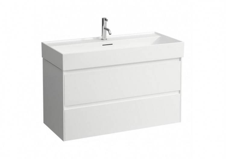 Meuble sous lavabo 2 tiroirs Lani Blanc brillant 985 x 450 x 515 mm - H4035621122611 - Laufen
