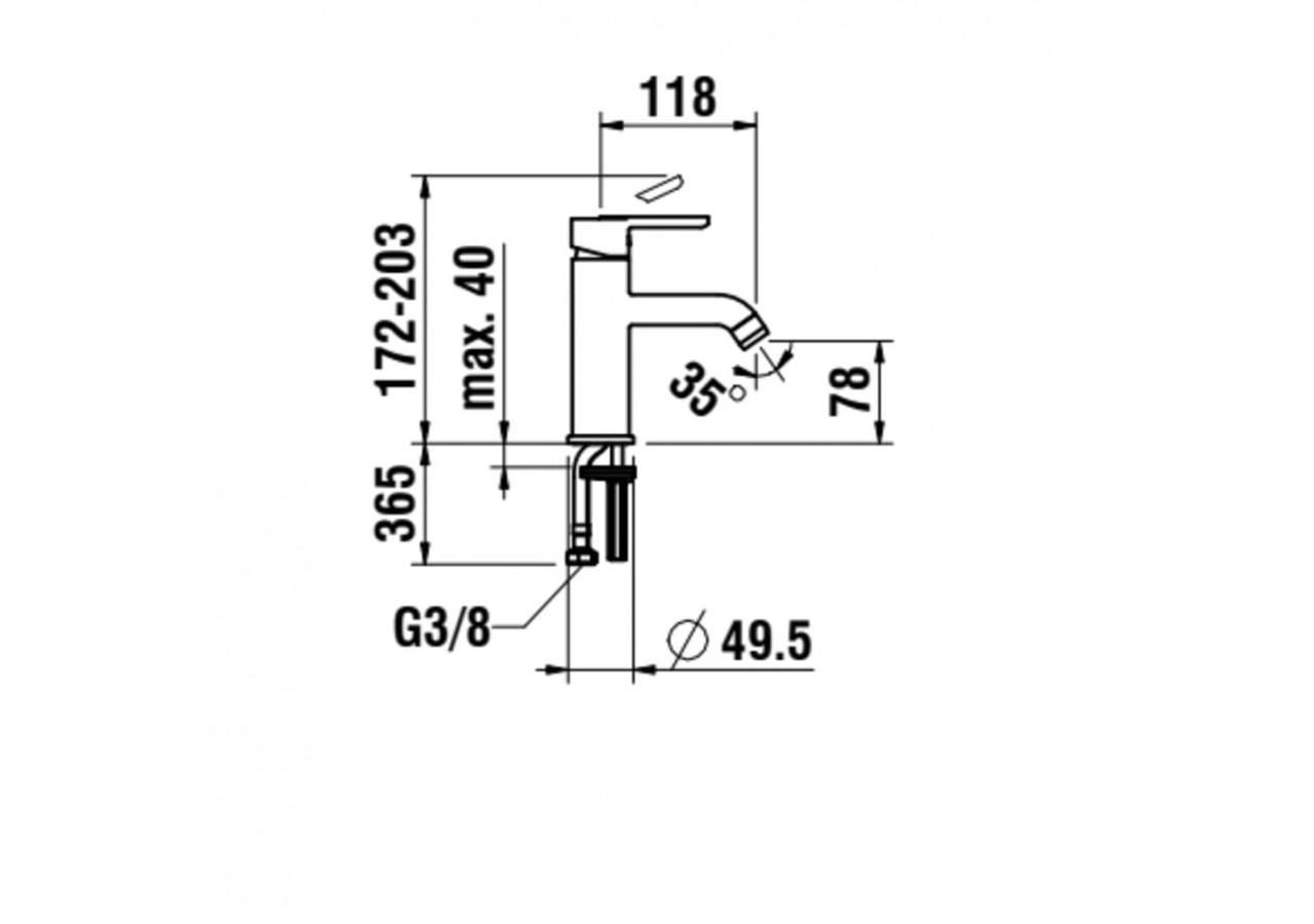Mitigeur de lavabo Eco+ goulot fixe sans vidage Lua - H3110810811101 - Laufen