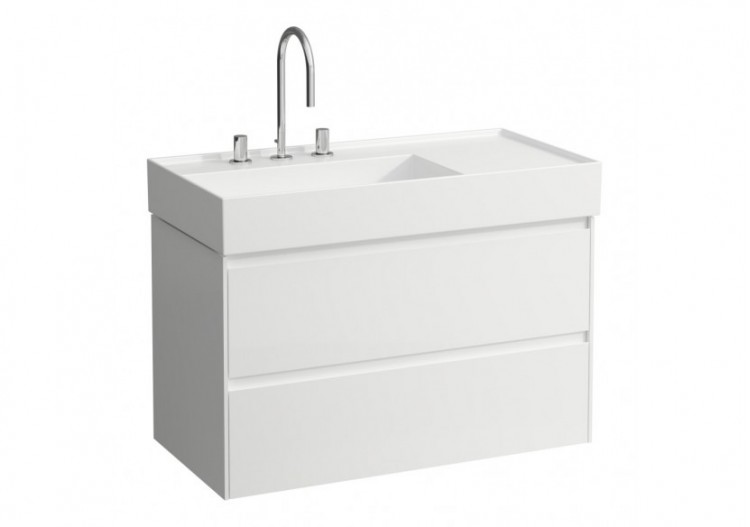 Meuble sous lavabo 900 2 tiroirs Lani Blanc brillant 880 x 450 x 515 mm - H4039521122611 - Laufen