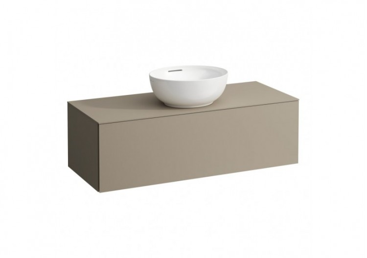 Meuble sous vasque 1200 1 tiroir découpe centrale Alessi Beige nacré 1200 x 500 x 370 mm - H4303110972701 - Laufen