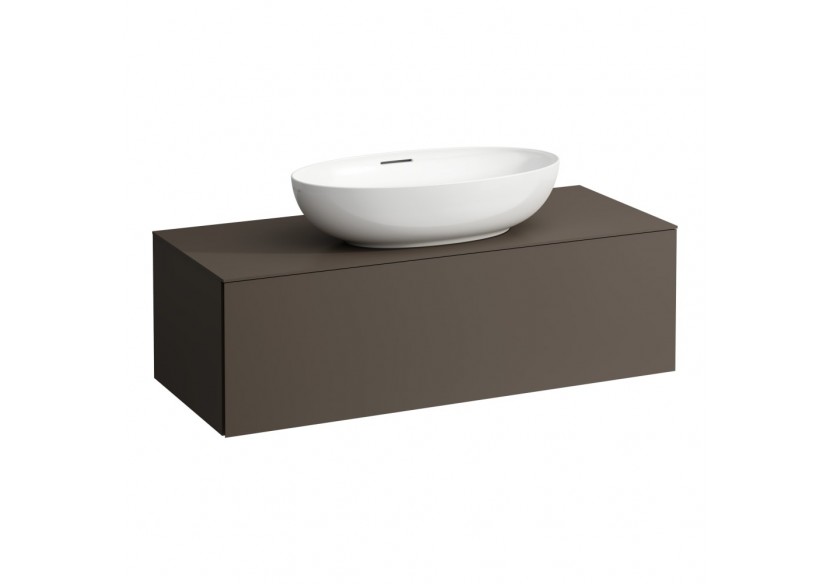 Meuble sous vasque 1200 1 tiroir découpe centrale Alessi Brun foncé 1200 x 500 x 370 mm - H4303110974291 - Laufen