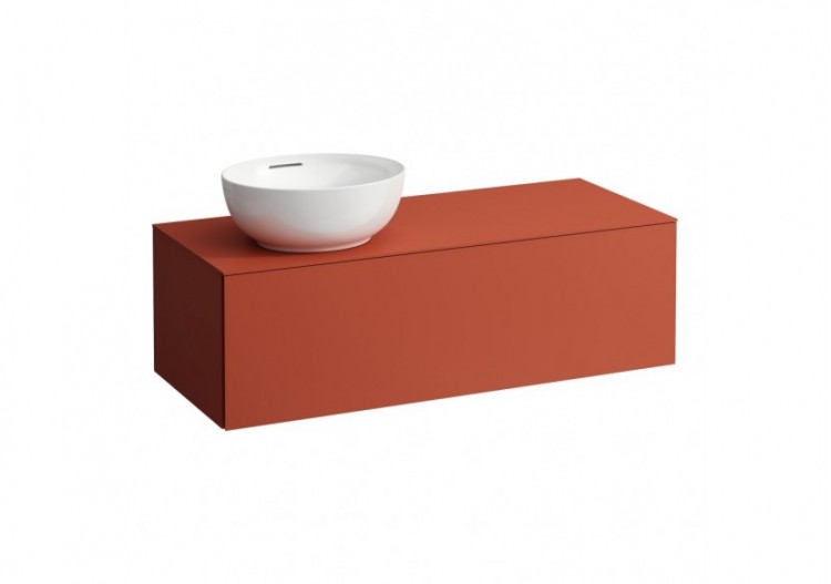 Meuble sous vasque 1200 1 tiroir découpe à gauche Alessi Terracotta 1200 x 500 x 370 mm - H4303120972691 - Laufen