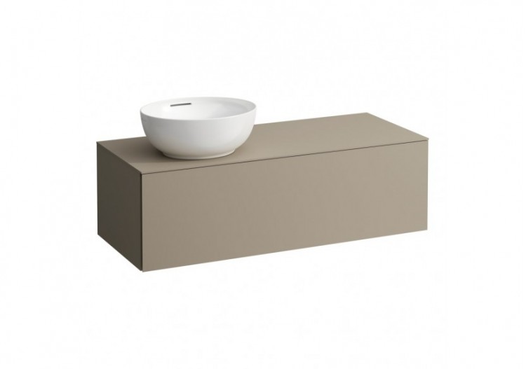 Meuble sous vasque 1200 1 tiroir découpe à gauche Alessi Beige nacré 1200 x 500 x 370 mm - H4303120972701 - Laufen