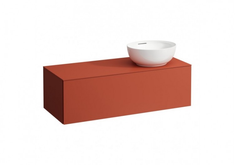 Meuble sous vasque 1200 1 tiroir découpe à droite Alessi Terracotta 1200 x 500 x 370 mm - H4303130972691 - Laufen