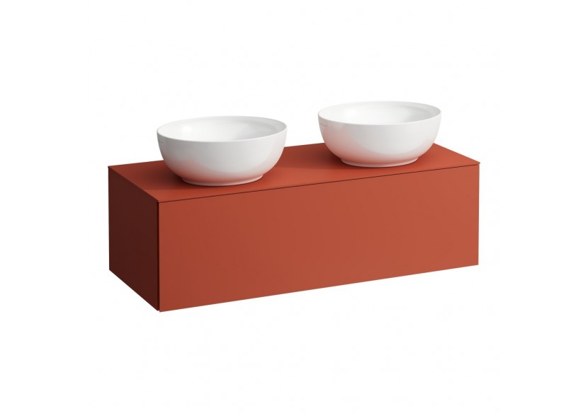 Meuble sous vasque 1200 1 tiroir découpe gauche et droite Alessi Terracotta 1200 x 500 x 370 mm - H4303140972691 - Laufen