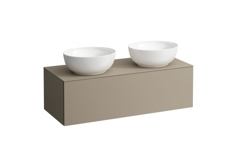 Meuble sous vasque 1200 1 tiroir découpe gauche et droite Alessi Beige nacré 1200 x 500 x 370 mm - H4303140972701 - Laufen