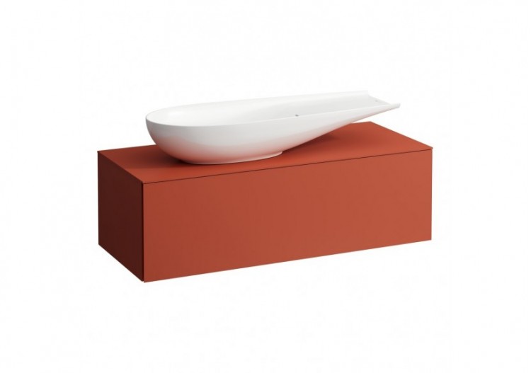 Meuble sous vasque 1200 1 tiroir découpe à gauche Alessi Terracotta 1200 x 500 x 370 mm - H4303220972691 - Laufen