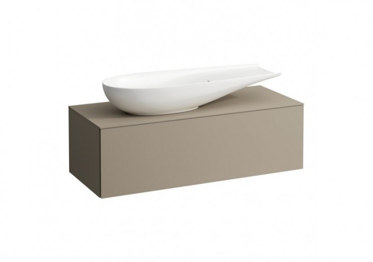 Meuble sous vasque 1200 1 tiroir découpe à gauche Alessi Beige nacré 1200 x 500 x 370 mm - H4303220972701 - Laufen