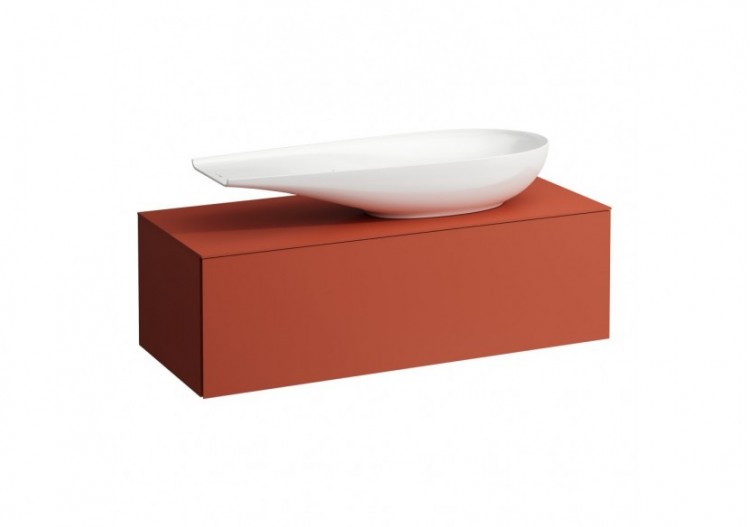 Meuble sous vasque 1200 1 tiroir découpe à droite Alessi Terracotta 1200 x 500 x 370 mm - H4303230972691 - Laufen