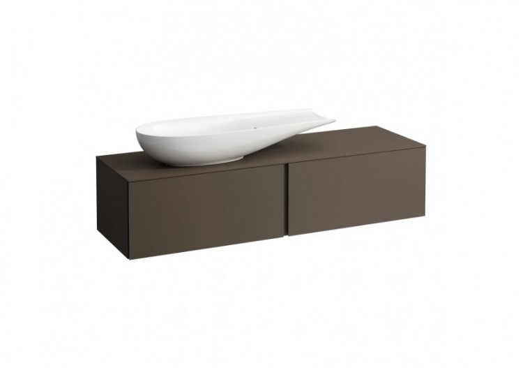 Meuble sous vasque 1600 2 tiroirs découpe à gauche Alessi Brun foncé 1600 x 500 x 370 mm - H4303420974291 - Laufen