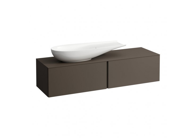 Meuble sous vasque 1600 2 tiroirs découpe à gauche Alessi Brun foncé 1600 x 500 x 370 mm - H4303420974291 - Laufen