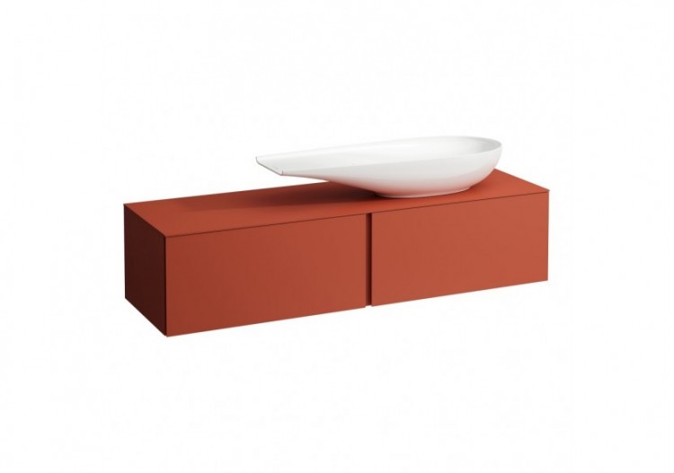 Meuble sous vasque 1600 2 tiroirs découpe à droite Alessi Terracotta 1600 x 500 x 370 mm - H4303430972691 - Laufen