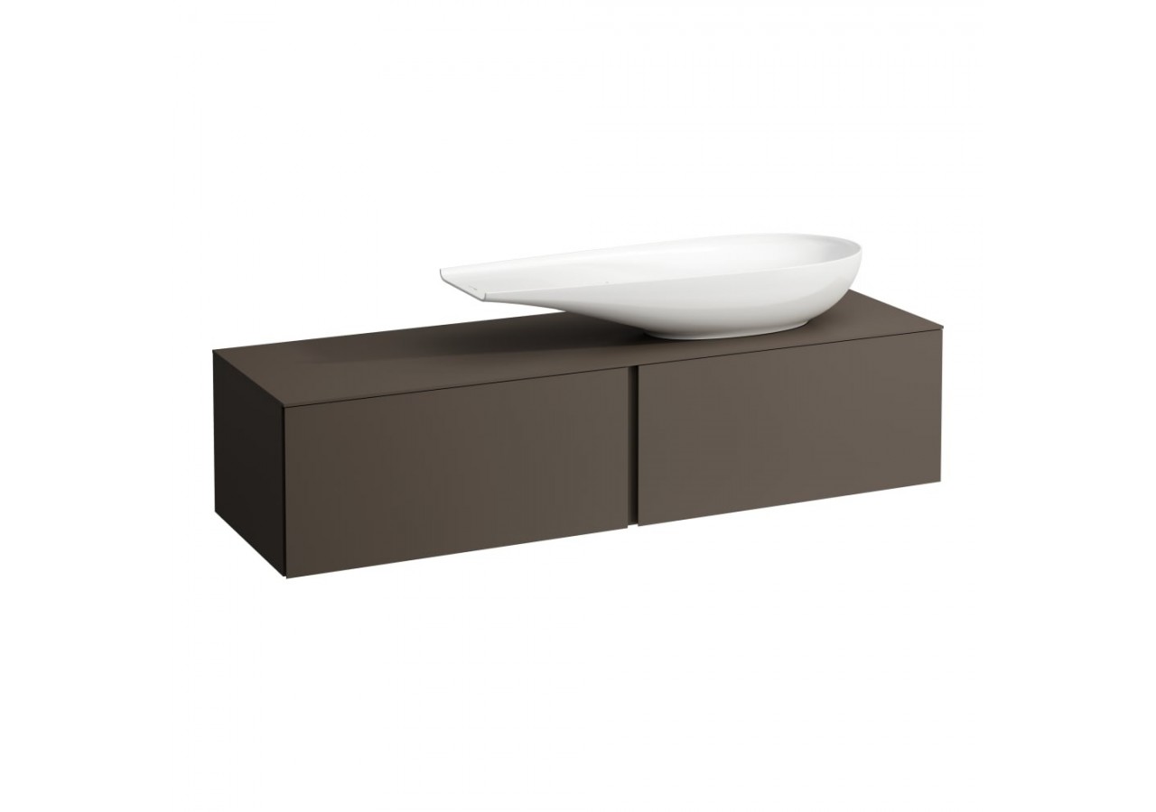 Meuble sous vasque 1600 2 tiroirs découpe à droite Alessi Brun foncé 1600 x 500 x 370 mm - H4303430974291 - Laufen